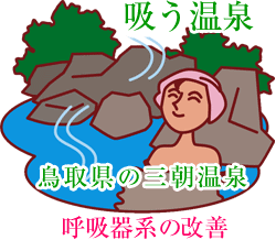 吸う温泉・鳥取県の三朝温泉・呼吸器系の改善
